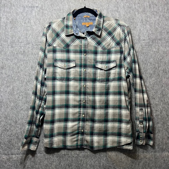 Jachs Girlfriend Plaid Western Pearl Snap Shirt Bea Long Sleeve Button Up Large - Picture 7 of 7